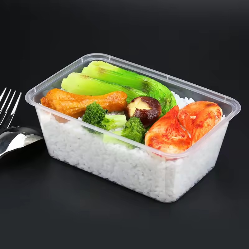 Take out Black Rectangle Round Disposable Plastic Microwavable Meal Prep Food Container
