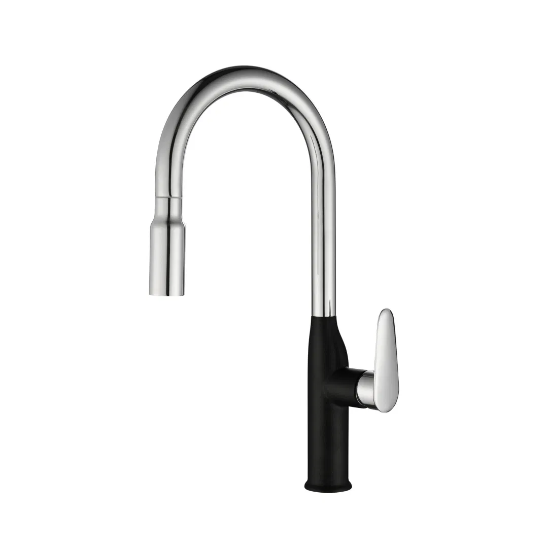 Fashion Pull out Single Handle Chrome Polished Brass Kitchen Faucets