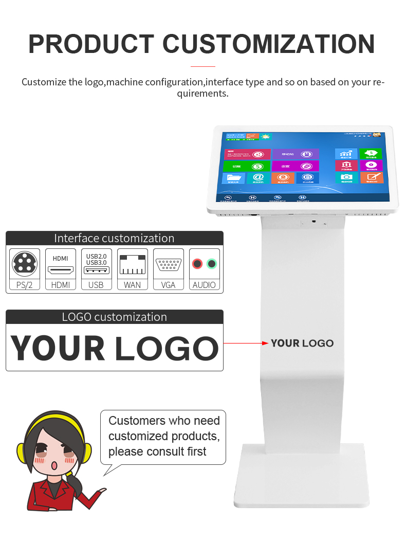 21.5 32 43 50 55 Inch Free Stand Indoor Touch Screen Digital Information Kiosks Self-Service Info Kiosk Terminal