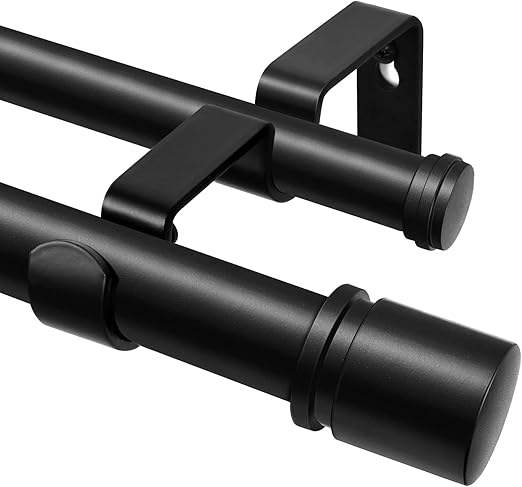 Customized Metal Double Curtain Rods Set Adjustable Extendable Window Poles