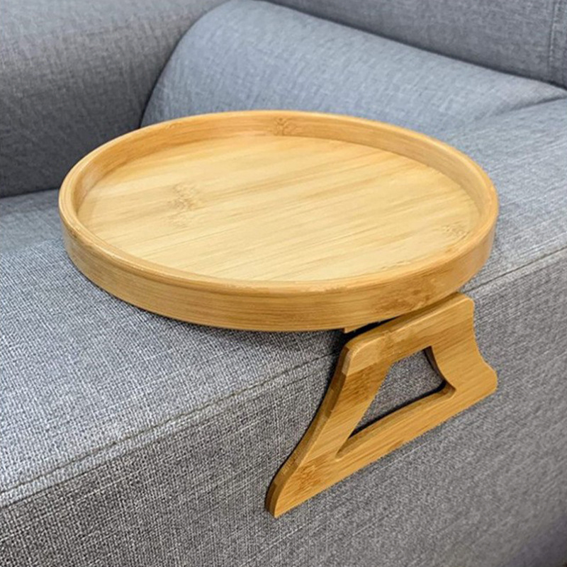 Bamboo Sofa Armrest Tray Tray Circular Storage Bamboo Sofa Leg Tray Foldable Bed Circular Plate