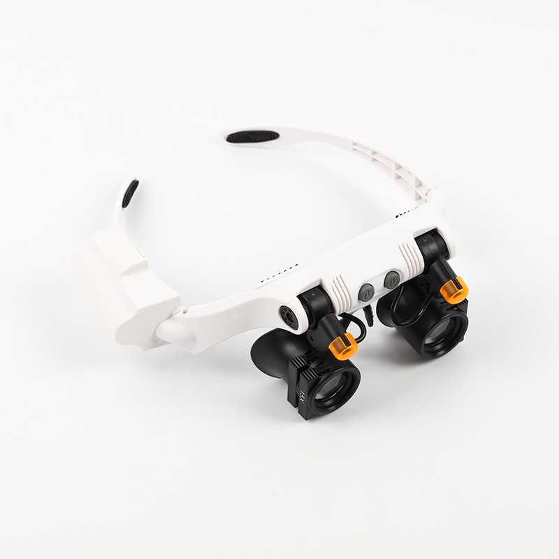 Eyeglasses Magnifying Glass with 2 LED Cold and Warm Lights and Rechangeable Lens Magnifier