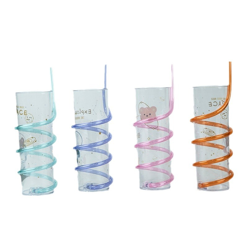 Rotating Straw Water Cup Creative Cartoon Plastic Bottle Halloween Christmas Handy Cup