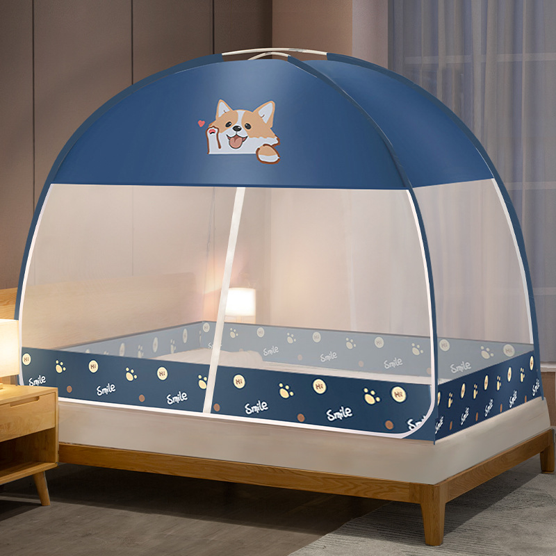 Folding Fiberglass Mosquito Net Bed Canopy Free-Installation Travel Pop up Tent