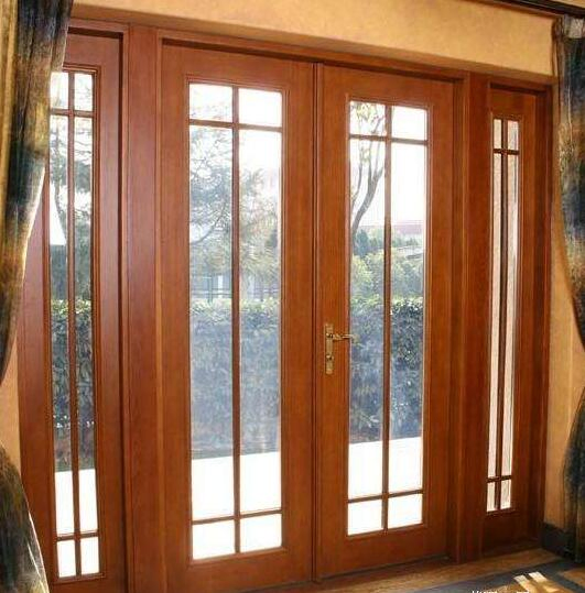 Australia Standards Wood Grain Color UPVC Vinyl Casement Glass Door with Decorative Grill Timber Reveals