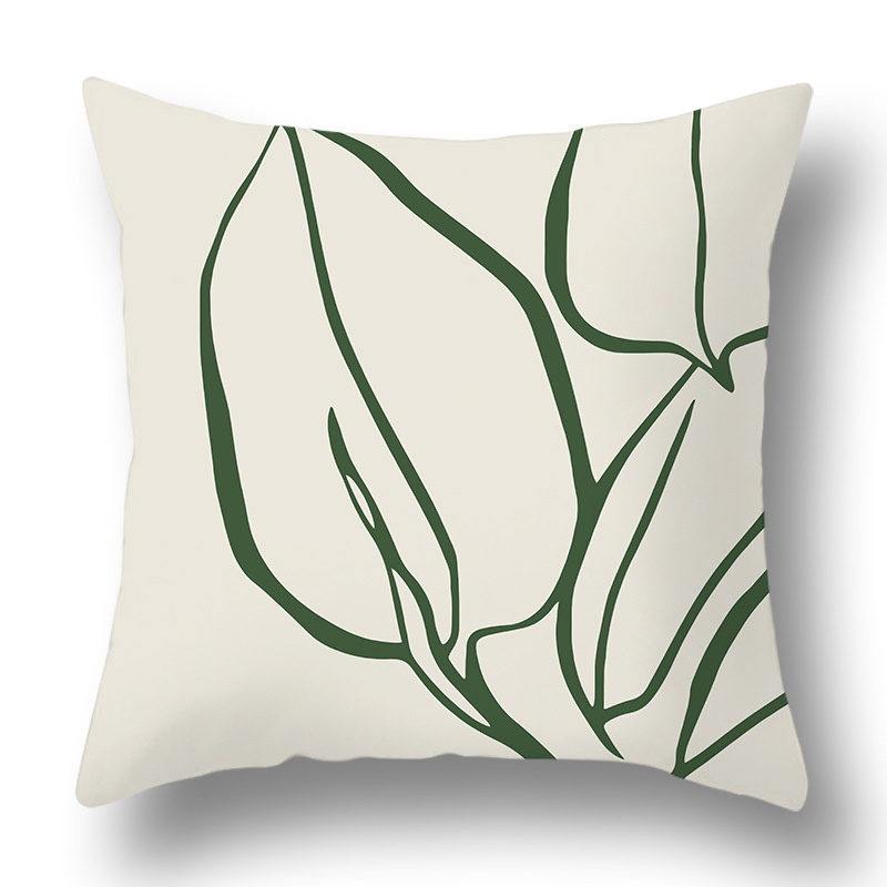 Hot Sale Light Green Striped Pillow Cover Geometric Pattern Soft Throw Pillow Case for Living Room