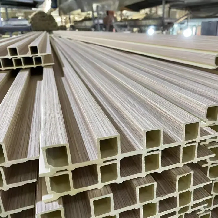 Interior Decoration WPC Bamboo Fiber Fluted Slat PVC Coating 3D Panel