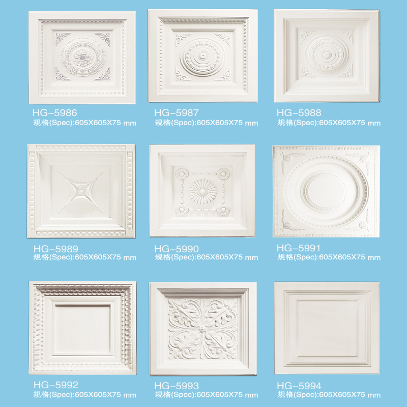 Modern European PU Ceiling Rose High Density Polyurethane Ceiling Tiles Interior Ceiling Medallion Moulding