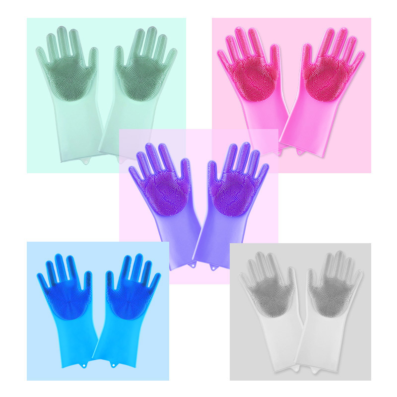 Food Contact Silicone Household Glove with Brush for Kitchen/Household/Cleaning