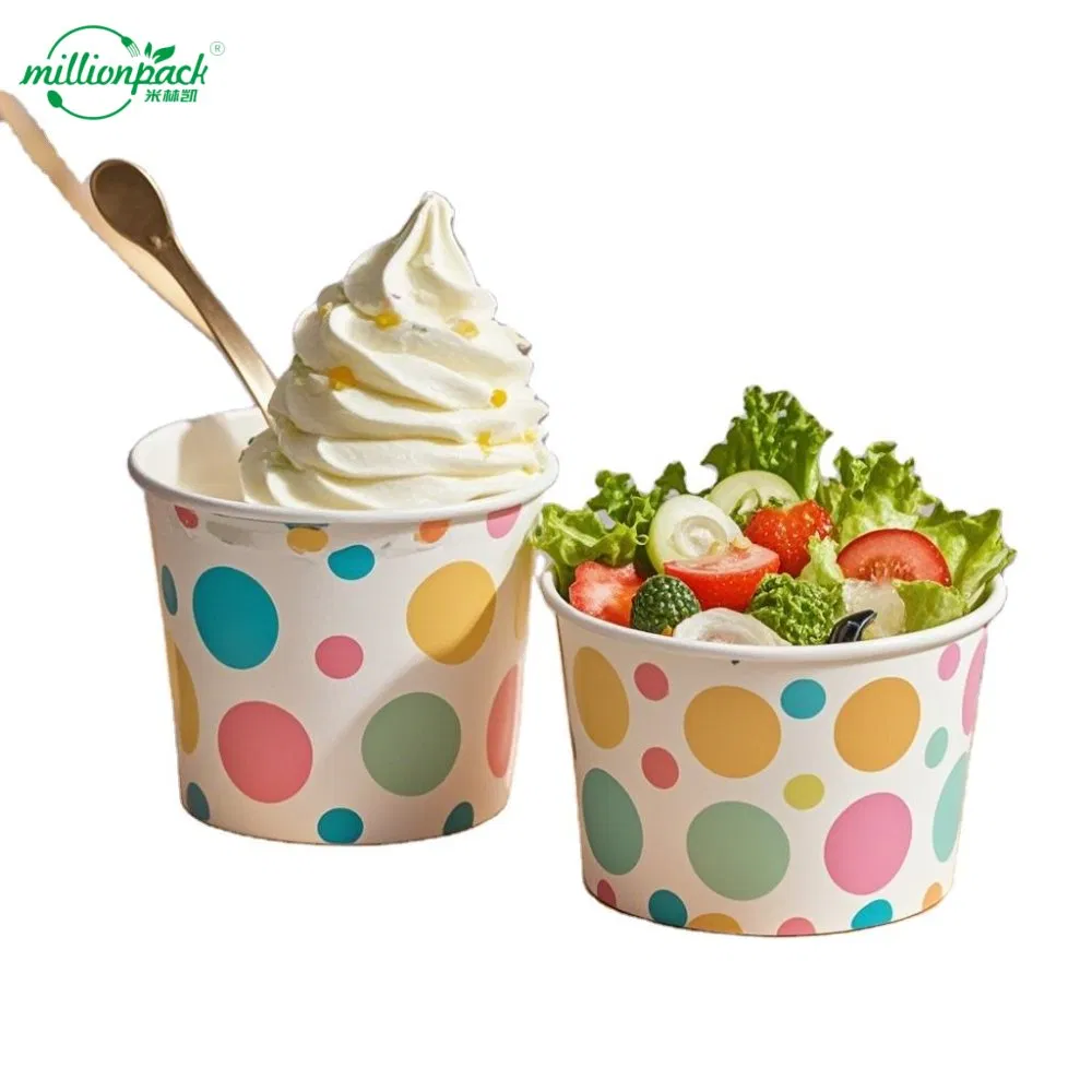 Stackable Reusable Ice Cream Paper Cup with Custom Logo Design