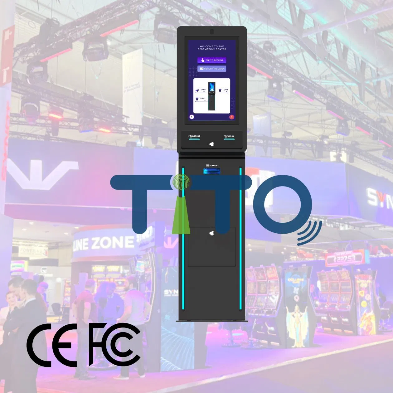 Self-Service Coin & Cashless Kiosk with Touch Screen: Gift Card Vending, Ticket Redemption, and POS Terminal for Arcade Gaming