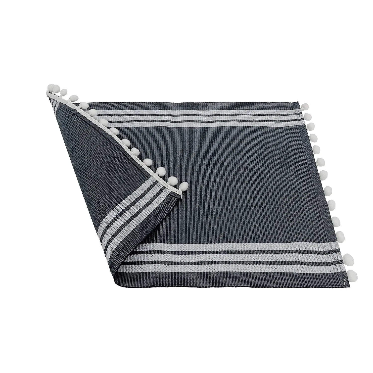 Fringed Stripe Tabletop Placemat Set for Dining Room Kitchen Table Decor