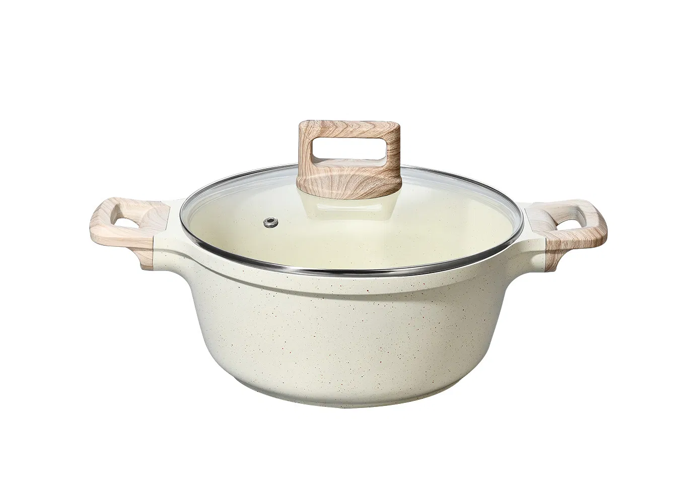 21PCS Granite Beige Die-Cast Aluminum Cookware Set LFGB/FDA Certified