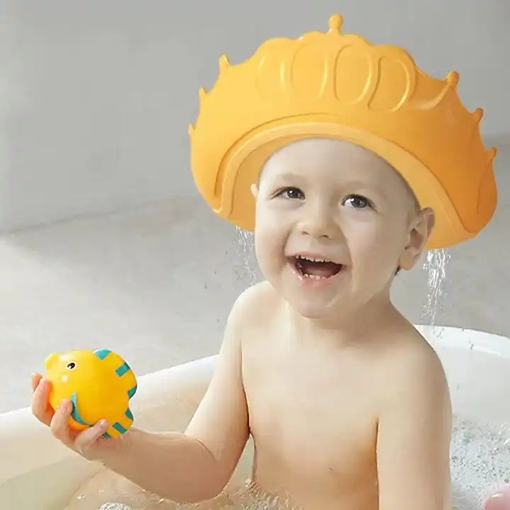 Cute Crown Shape Waterproof Adjustable Children Shampoo Cap