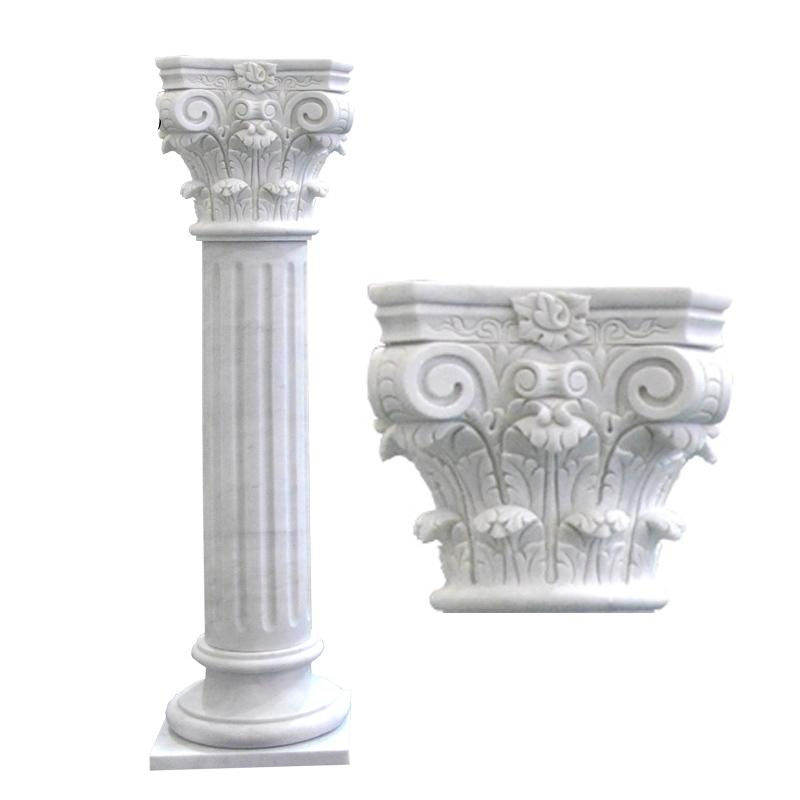 Stone Square Columns with Natural White Marble Cover and Base