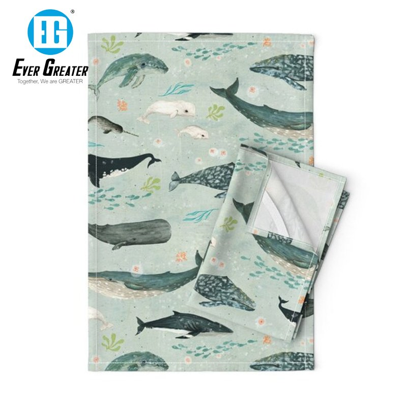 Custom High Quality 100% Cotton Kitchen Towel Set Printed Christmas Kitchen Towels for Wholesale Use
