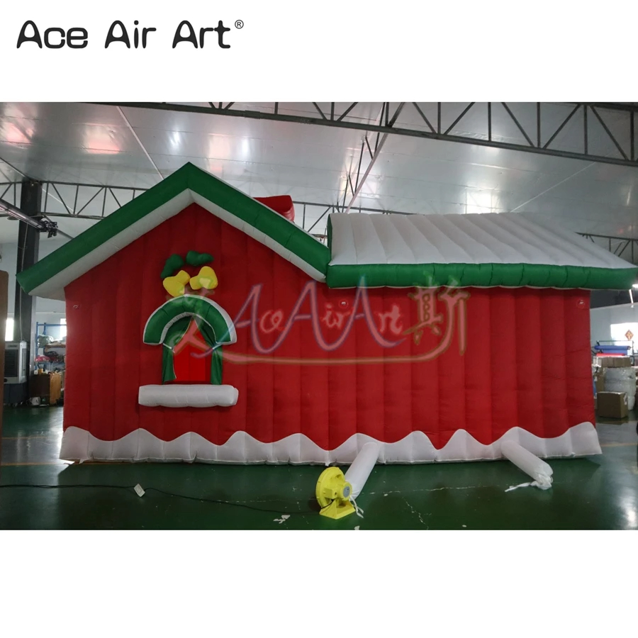 7X4X4mh Inflatable Christmas Santa Grotto House Tent with Air Blower for Yard Home Decoration Christmas Decoration