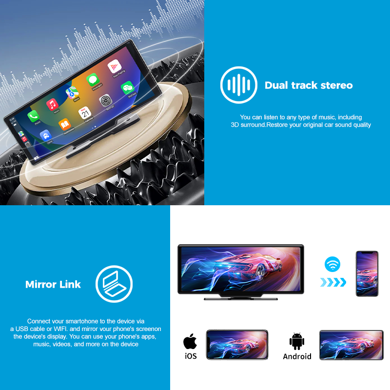 Автомобильный экран портативный 10.26 дюймов CarPlay Android
