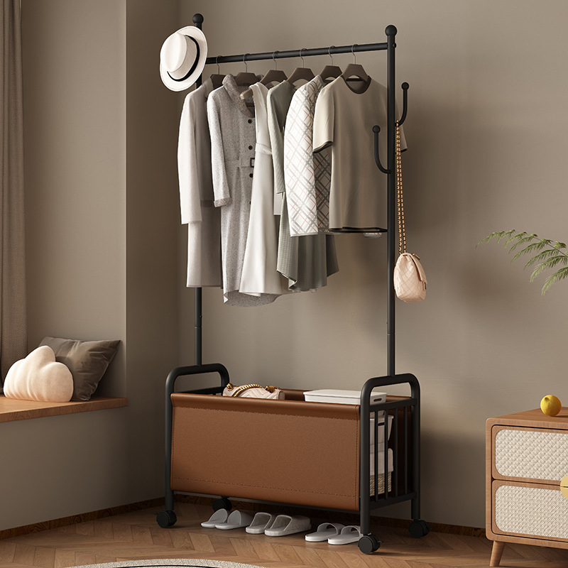 Stylish Clothes Rack with Hanging Cap and Storage Basket