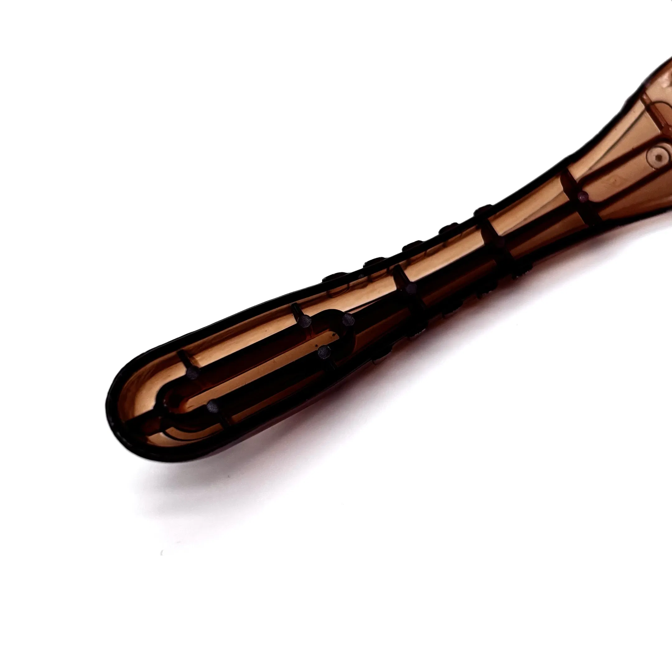 Transparent Brownish Crank Razor with Triple-Layer Blades and a Lubricating Strip 06