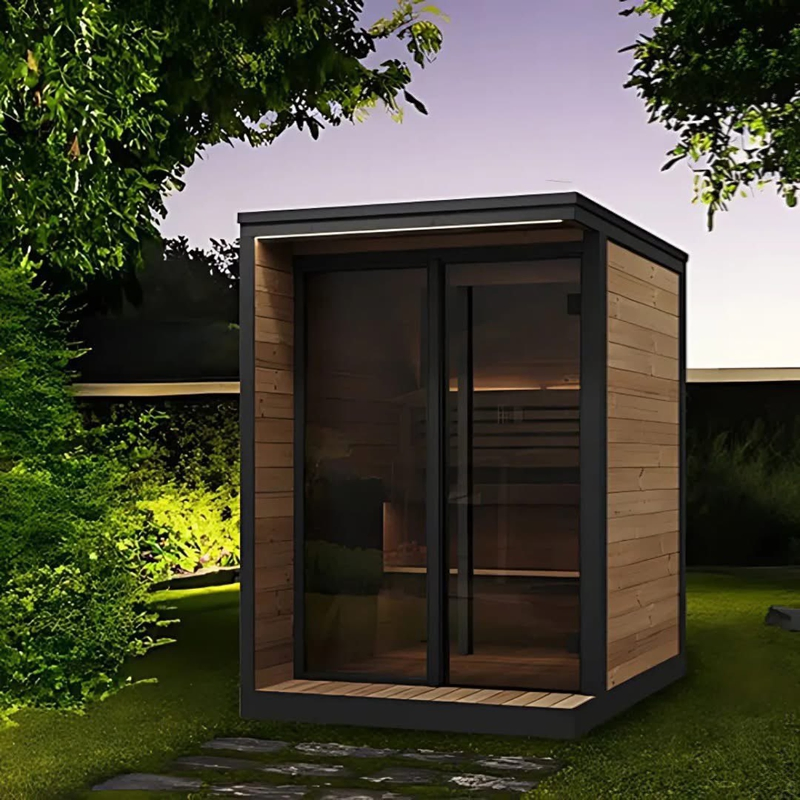 New Arrival Modern 2persons/3 Persons Outdoor Cube Sauna Cabin Red Cedar Thermowood Steam Sauna