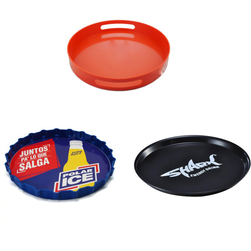 Custom Logo Color Size Anti-Drop Wear-Resistant Multi-Purpose Plastic Serving Bar Tray for Capital Carlton & United Carlton Black