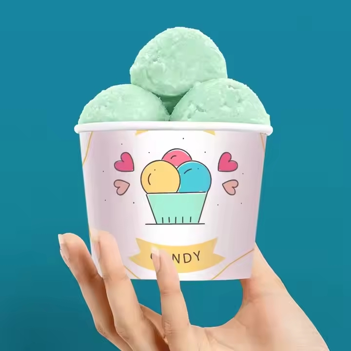 Good Price Summer Biodegradable Packaging Paper Ice Cream Cups Take Away Containers with Personal Logo