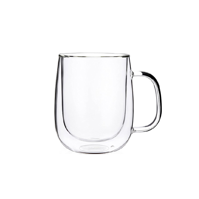 350ml Premium Double Wall Glass Cup with Handle for Coffee and Tea