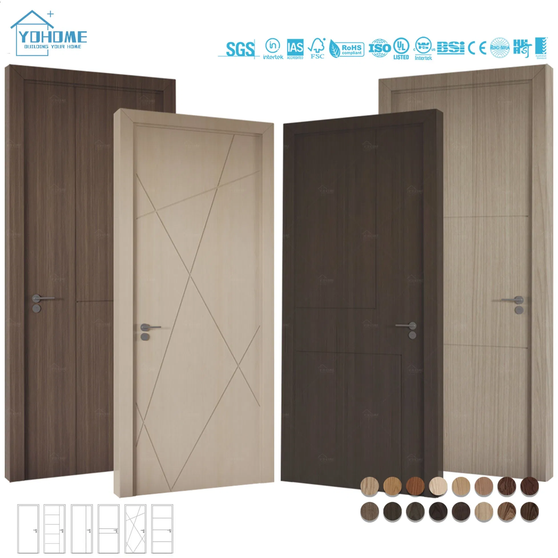 China Top Supplier Wholesale Internal Door High Grade Solid Wood Doors with Frame MDF Interior Wooden Doors