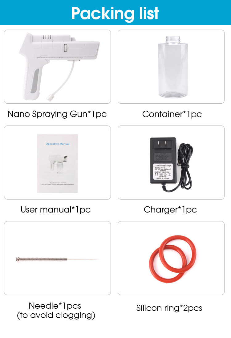 Handhold Recharges Battery Sprayer Wireless Blue Disinfection Spray Rain Gun