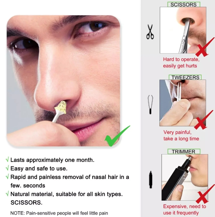 Nose Hair Removal Wax Set Paper-Free Nose Hair Wax Beans Nostril Cleaning Wax Kit for Men & Women
