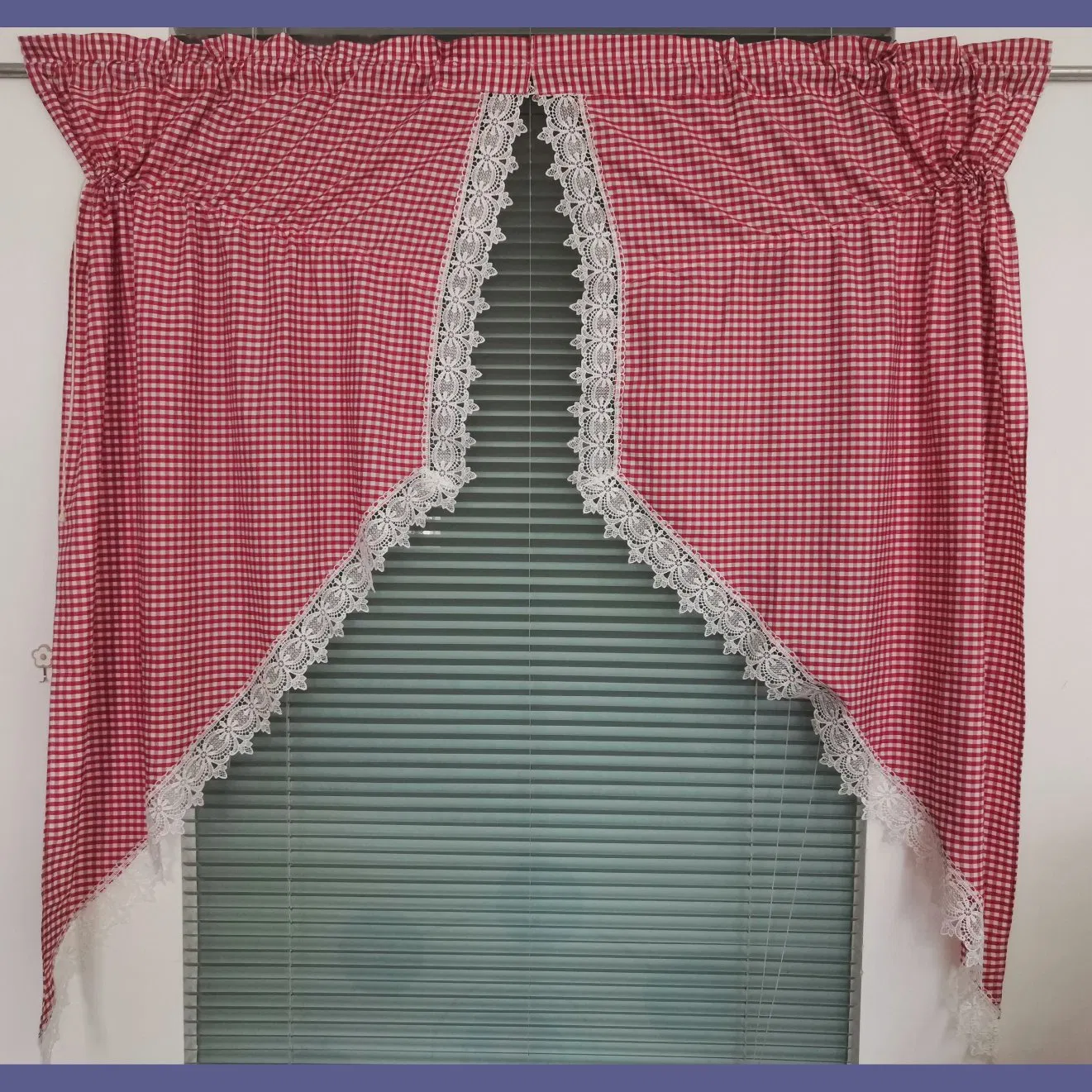 More Color Small Grid and Elegance Lace Kitchen Curtain