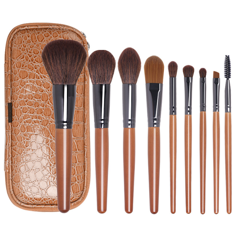 Wholesale Customize Cosmetic Blending Beauty Tool 9PCS Black Makeup Brushes Set
