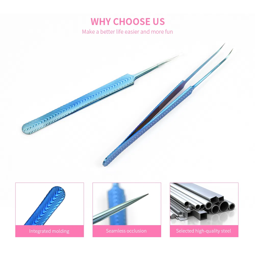 2 PCS Wholesale Stainless Steel Eyebrow Lash Tweezers Eyelashes Tweezer for Eyelash Extension Pointed Tip