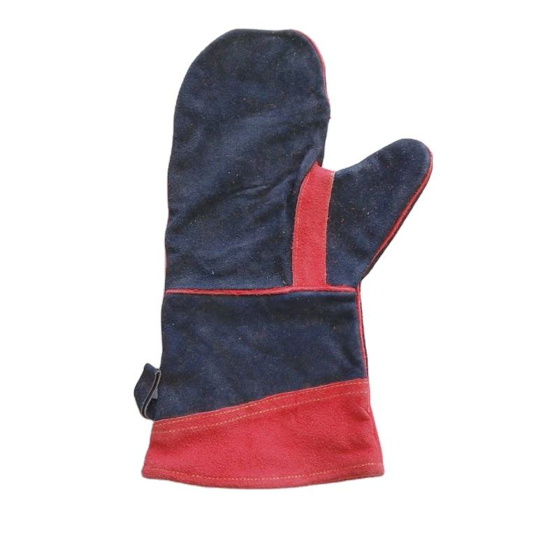 Hot Sale Durable L35cm Outdoor Work Mitten Cowhide Heat Resistant Kitchen Baking Leather Mitts BBQ Gloves