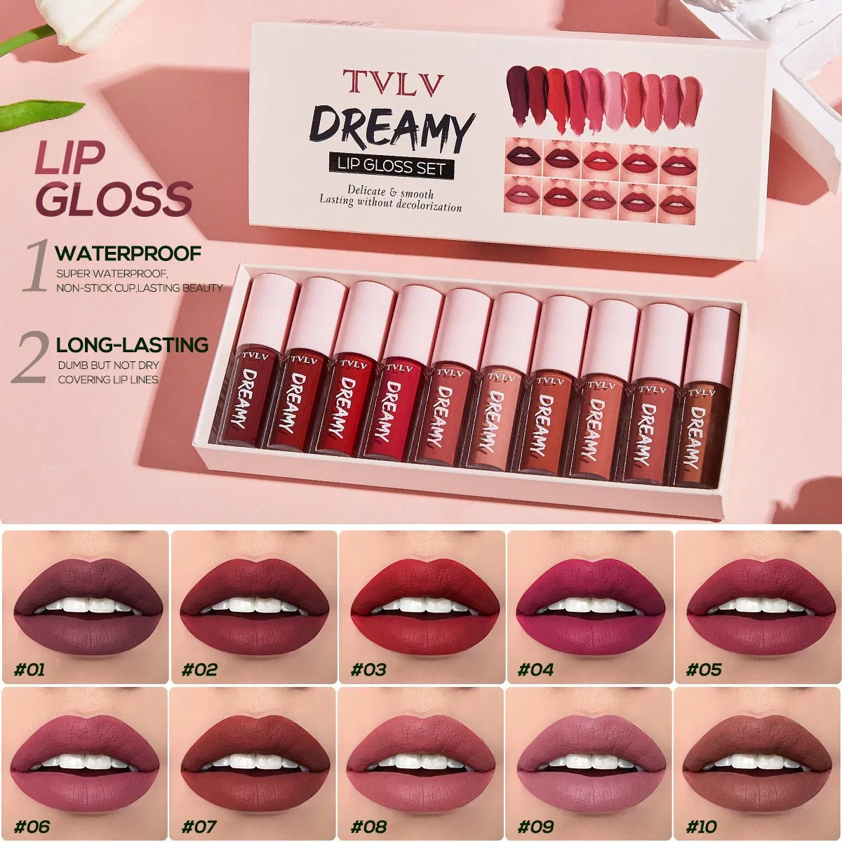 Dreamy Matte Silk Lip Gloss Set - 10 Vibrant Flavors