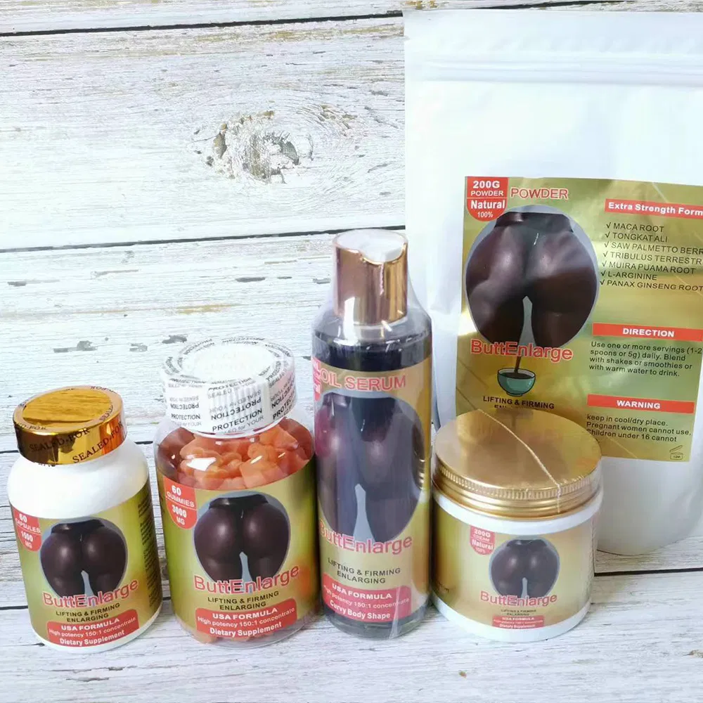 Hip up Butt Enlargement Pills Gummies Oil Cream Black Maca Root Capsule for Butt and Hip Enlargement Products Set