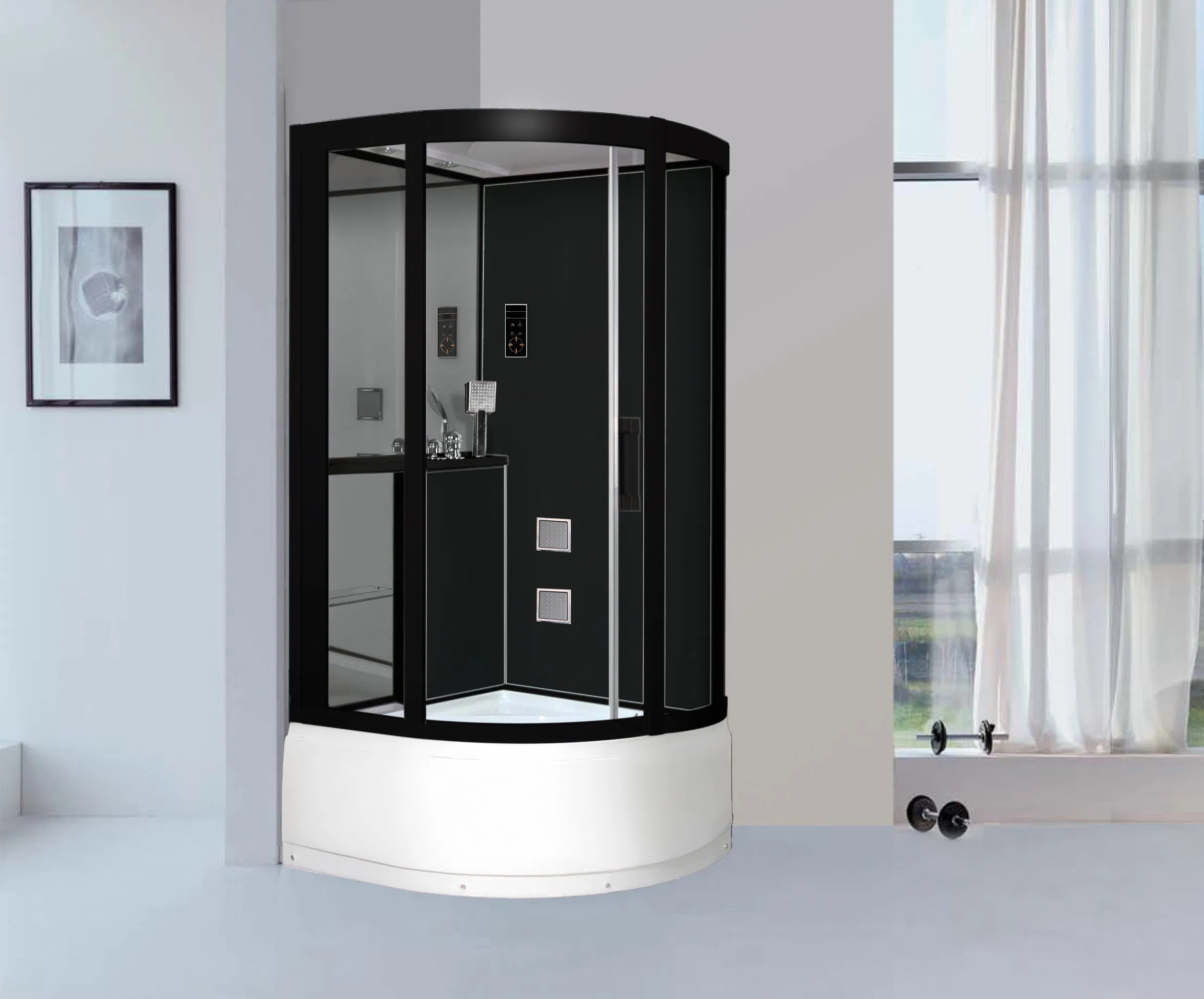 Middle ABS Tray Simple White Siliding Tempered Glass Steam Shower Room Cabin Enclosure