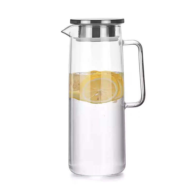 1300ml Durable BPA-Free Glass Pitcher with Lid Versatile for Hot/Cold Water Juice & Iced Tea for Daily Use