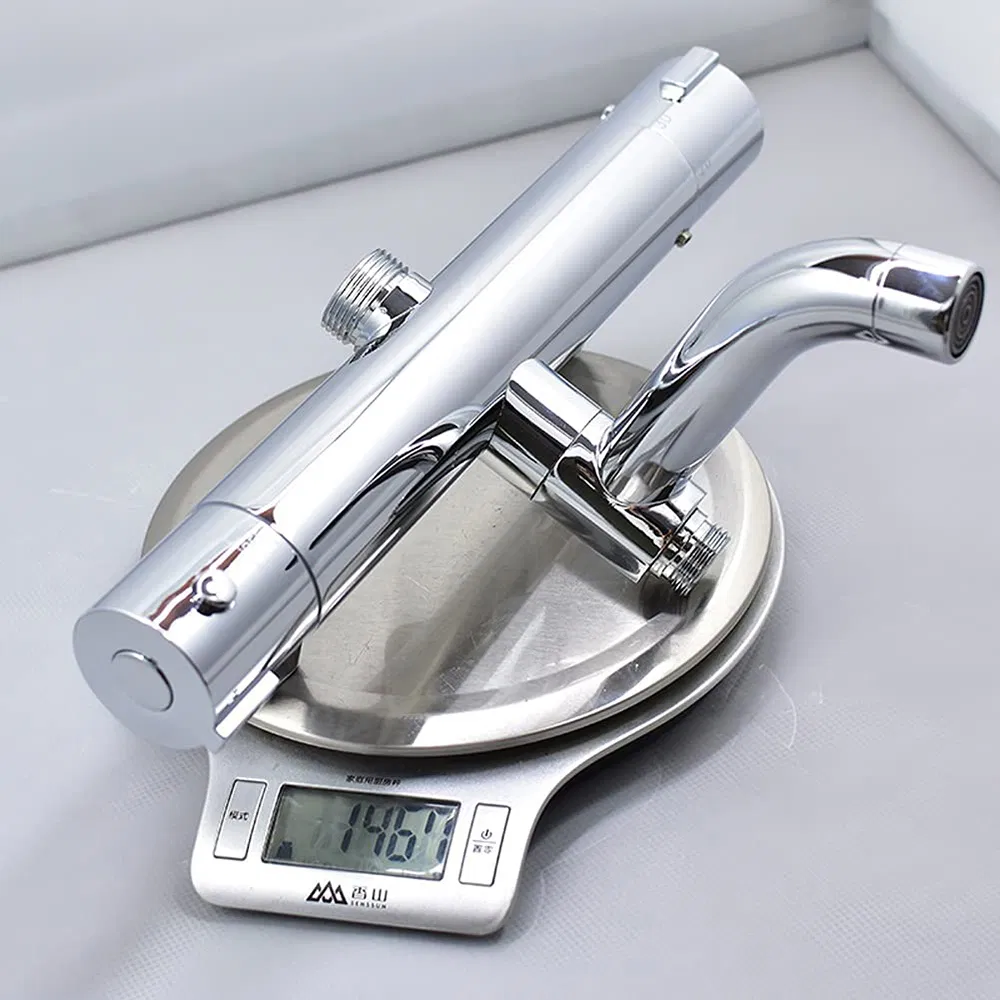 Modern Chrome Thermostatic Mixing Valve Wall Mount Shower Mixer Bar Replacement Valve Outlet