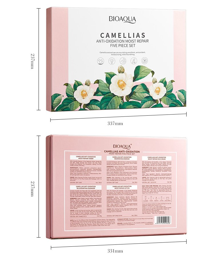 Online Wholesale in Stock Organic Cosmetics Best Skin Care Product Replenishment Facial Set Camellia Antioxidant Moisture Repair Five-Piece Skin Care Set