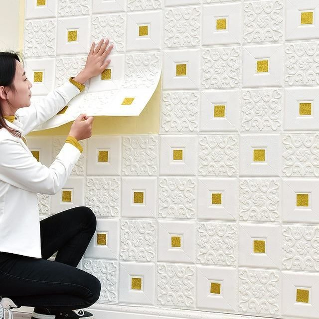 Brick Wall Sticker PE Foam Self-Adhesive Wallpaper Detachable Waterproof Artistic Wall Sticker