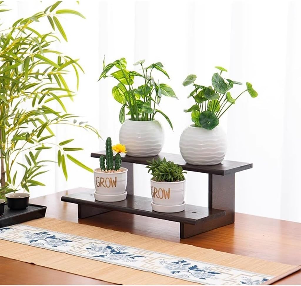Bamboo Household Three Size Brown Green Plant Display Rack