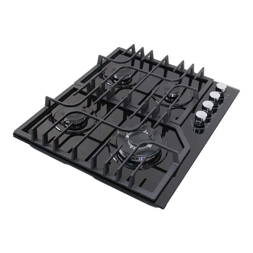 Cast Iron Pan Support Gas Hob Household Built-in Tempered Glass 4 Burners Gas Stove