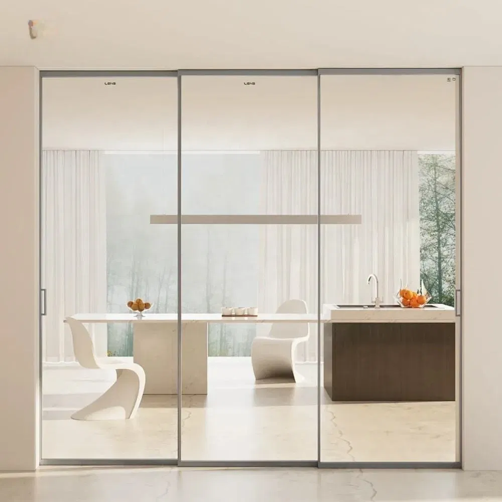 Modern Minimalist Design Villa Kitchen Interior Aluminum Alloy Frame Double Glazing Tempered Glass Sliding Sound