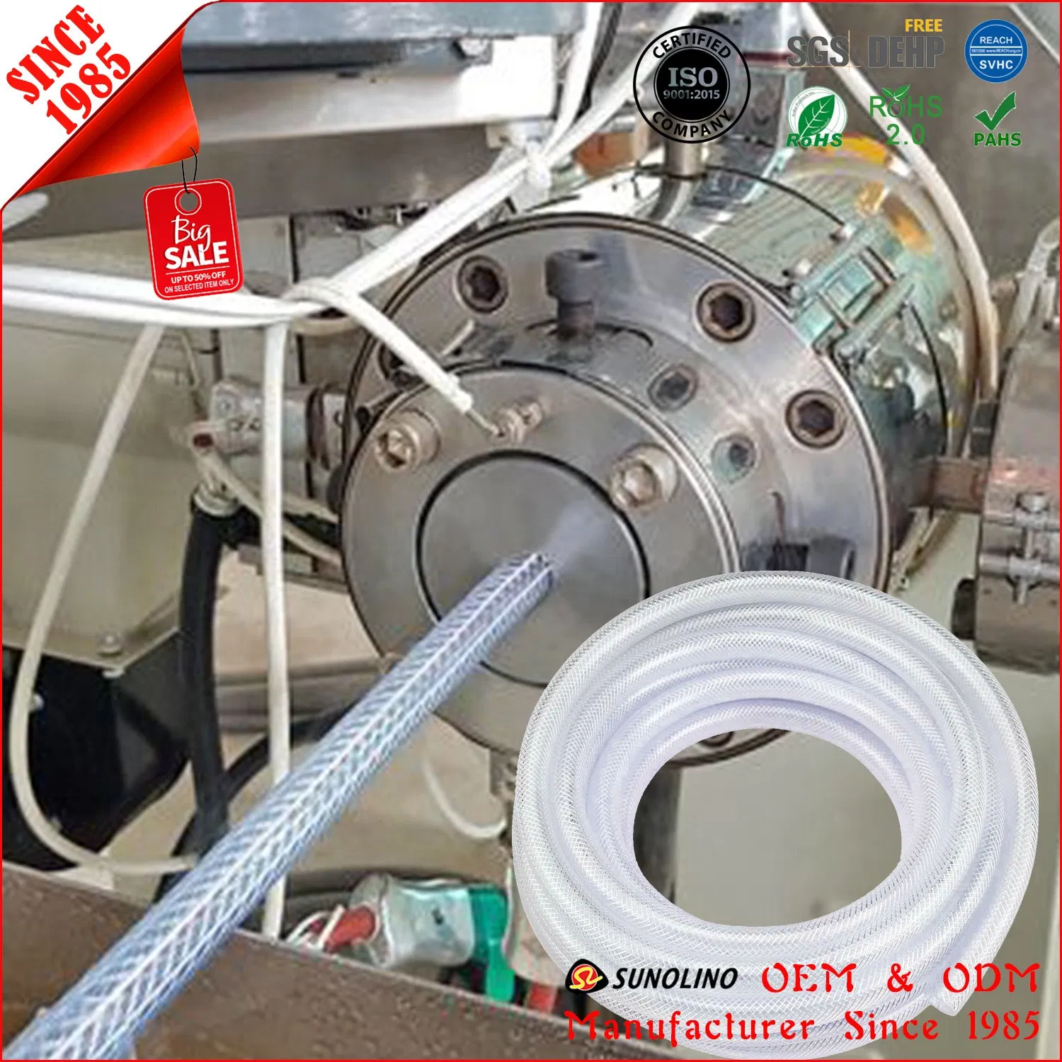 Clear Flexible PVC Plastic Nylon Braided Reinforced Water Tube