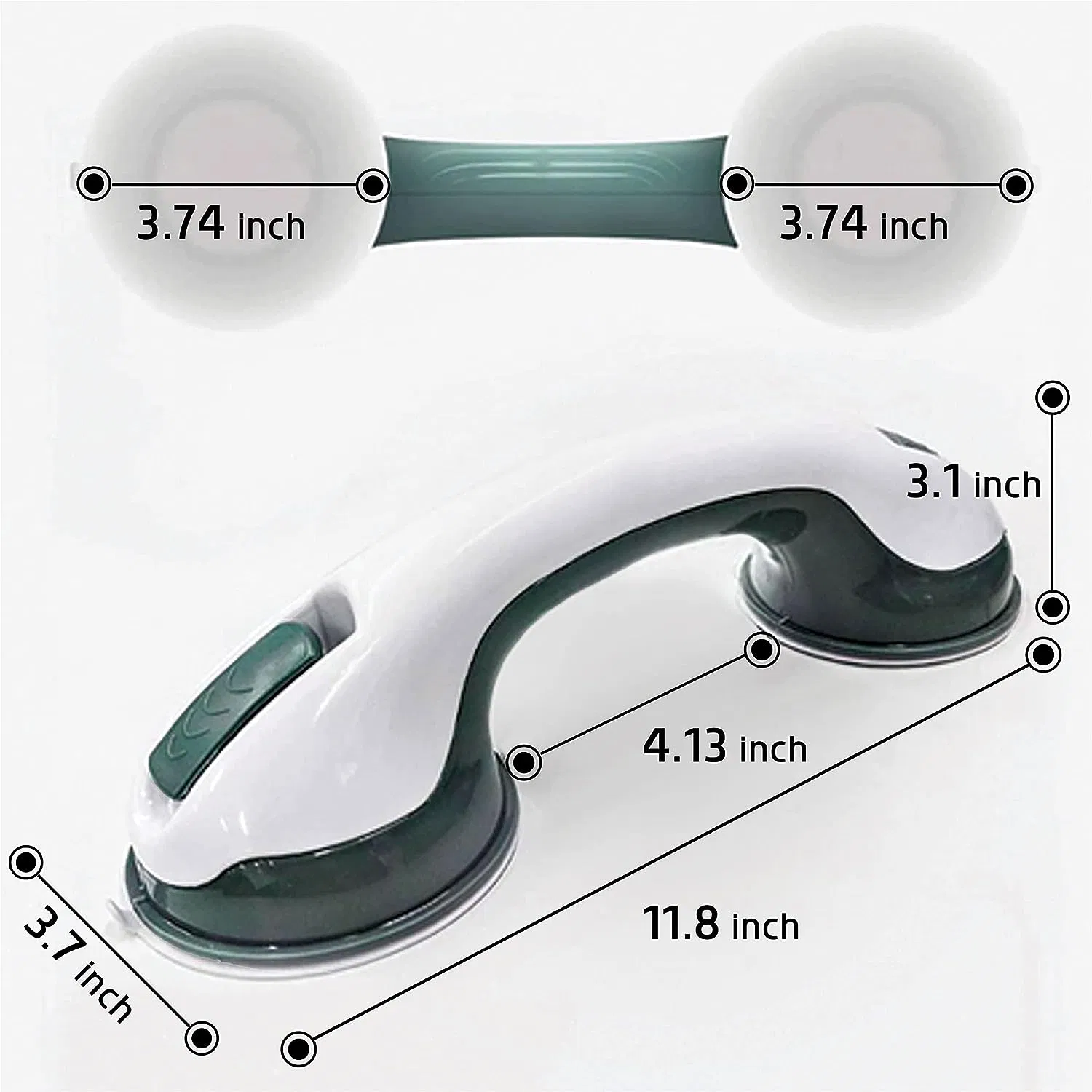 Green Wall Handicap Grab Bars Shower Grab Bars for Seniors Stay Safe in The Shower with 12-Inch Suction Cup Grab Bars