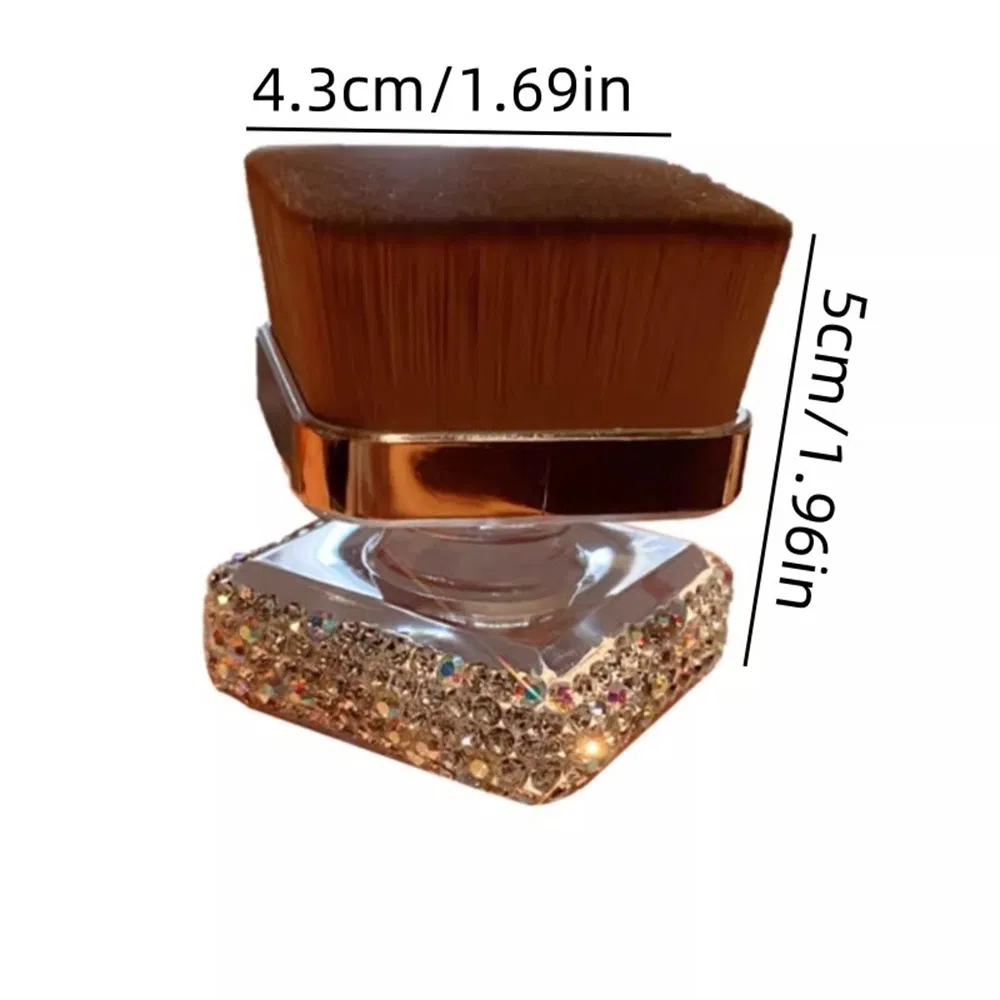 Shiny Diamond Inlaid Soft Nylon Foundation Brush Short Acrylic Handle Smooth Makeup Tool for Flawless Finish Easy