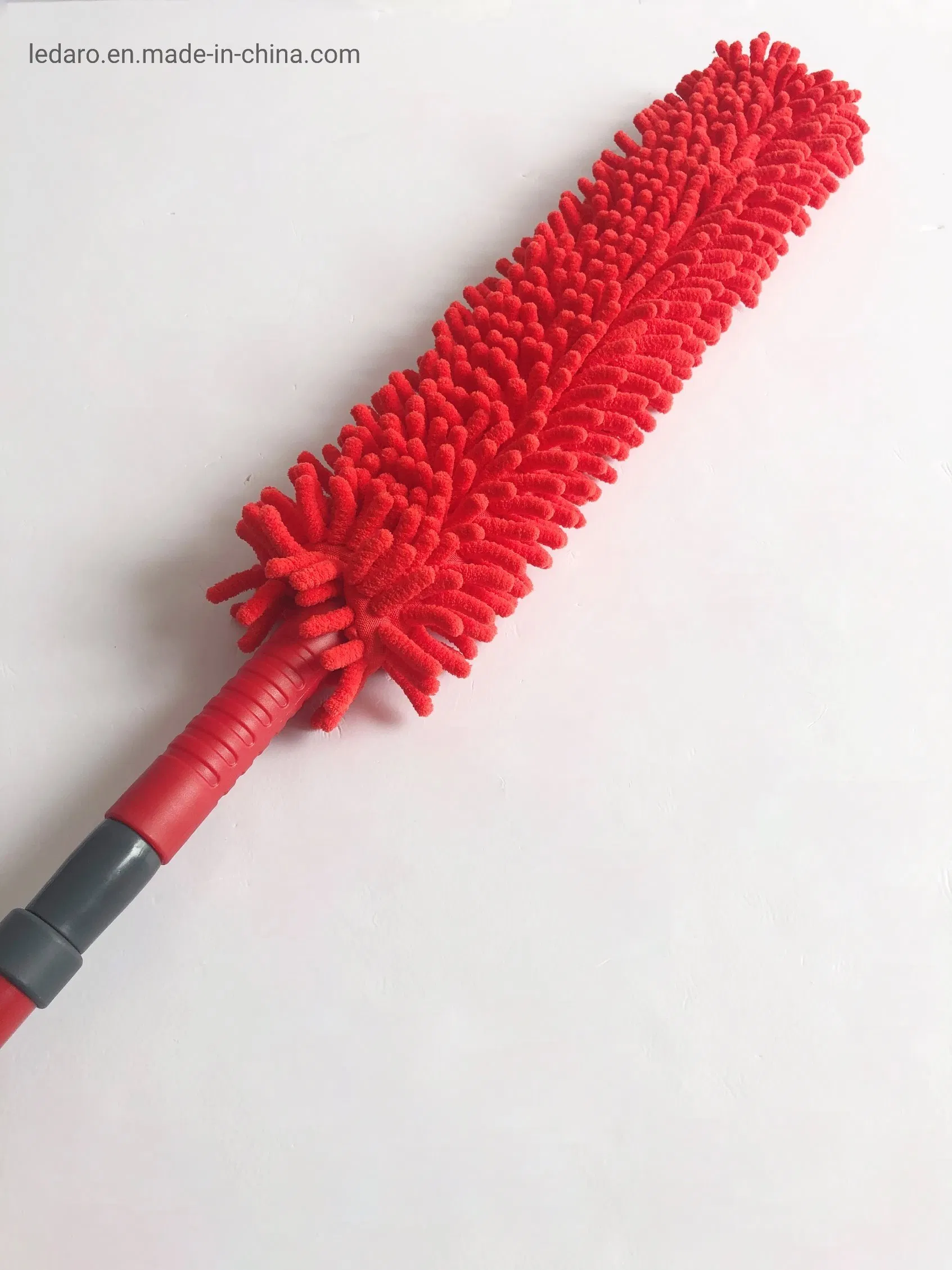 Chenille Duster with Chenille Refill Double Sides Flat Bendable Duster Head and Long Telescopic Metal Handle for Home and Office Cleaning