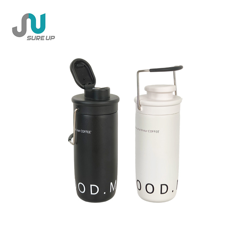 600ml Modern Stainless Steel Double Wall Vacuum Flask with Handle Lid Eco-Friendly Camping Business Gift for Hot/Cold Drinks